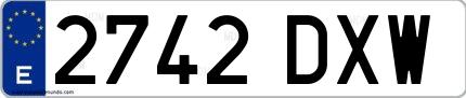 Ejemplo de matrícula española 2742 DXW