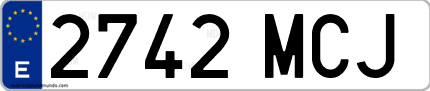 Ejemplo de matrícula de coche ordinaria 2742 MCJ