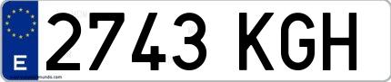 Ejemplo de matrícula española 2743 KGH