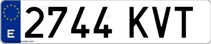 Ejemplo de matrícula española 2744 KVT