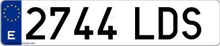 Ejemplo de matrícula española 2744 LDS