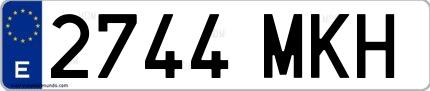 Ejemplo de matrícula española 2744 MKH