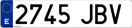 Ejemplo de matrícula de coche ordinaria 2745 JBV