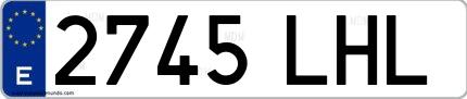 Ejemplo de matrícula española 2745 LHL