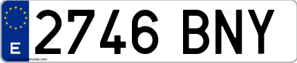 Ejemplo de matrícula de coche ordinaria 2746 BNY