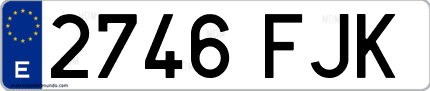 Ejemplo de matrícula de coche ordinaria 2746 FJK