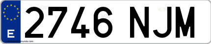 Ejemplo de matrícula de coche ordinaria 2746 NJM