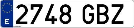 Ejemplo de matrícula española 2748 GBZ