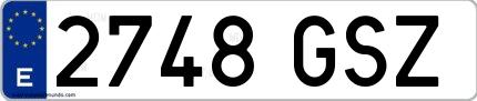 Ejemplo de matrícula española 2748 GSZ