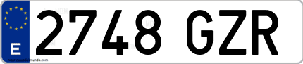 Ejemplo de matrícula de coche ordinaria 2748 GZR