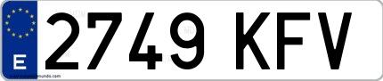 Ejemplo de matrícula española 2749 KFV