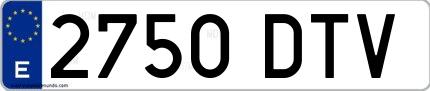 Ejemplo de matrícula española 2750 DTV