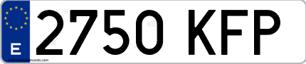 Ejemplo de matrícula de coche ordinaria 2750 KFP