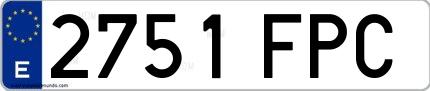 Ejemplo de matrícula española 2751 FPC