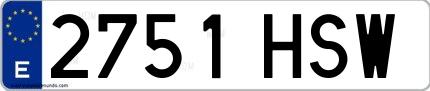 Ejemplo de matrícula española 2751 HSW