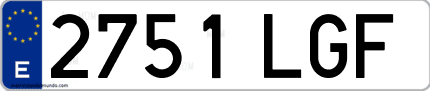 Ejemplo de matrícula de coche ordinaria 2751 LGF
