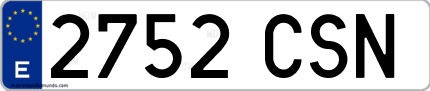 Ejemplo de matrícula de coche ordinaria 2752 CSN
