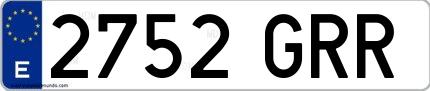 Ejemplo de matrícula española 2752 GRR