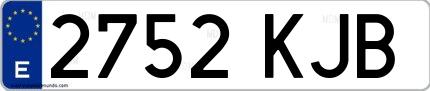 Ejemplo de matrícula española 2752 KJB