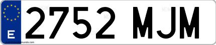 Ejemplo de matrícula de coche ordinaria 2752 MJM