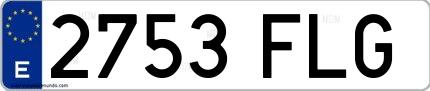 Ejemplo de matrícula española 2753 FLG