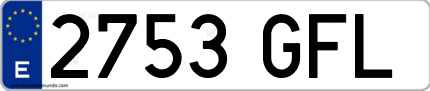 Ejemplo de matrícula de coche ordinaria 2753 GFL