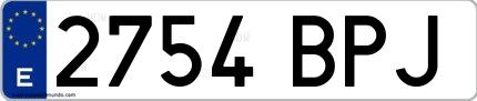 Ejemplo de matrícula española 2754 BPJ