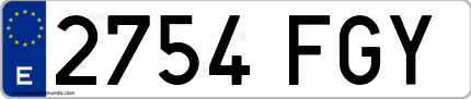 Ejemplo de matrícula de coche ordinaria 2754 FGY