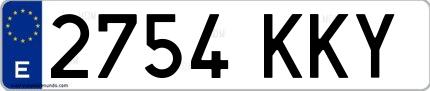 Ejemplo de matrícula española 2754 KKY