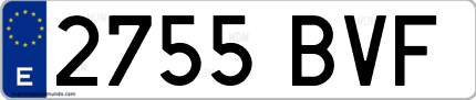 Ejemplo de matrícula de coche ordinaria 2755 BVF