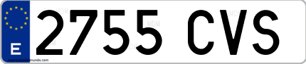 Ejemplo de matrícula de coche ordinaria 2755 CVS