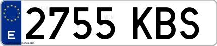 Ejemplo de matrícula española 2755 KBS