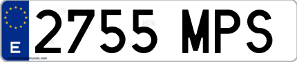 Ejemplo de matrícula de coche ordinaria 2755 MPS