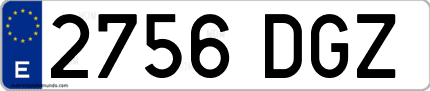 Ejemplo de matrícula de coche ordinaria 2756 DGZ