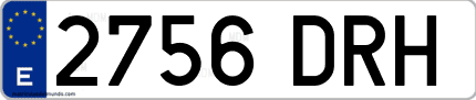 Ejemplo de matrícula de coche ordinaria 2756 DRH