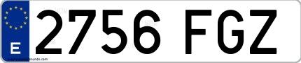 Ejemplo de matrícula española 2756 FGZ