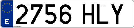 Ejemplo de matrícula de coche ordinaria 2756 HLY