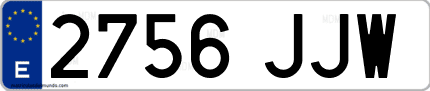 Ejemplo de matrícula de coche ordinaria 2756 JJW