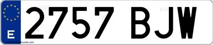Ejemplo de matrícula española 2757 BJW