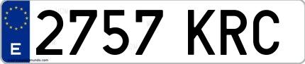 Ejemplo de matrícula española 2757 KRC