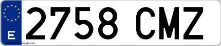 Ejemplo de matrícula española 2758 CMZ