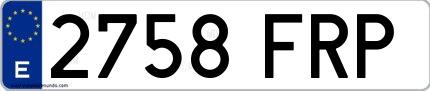 Ejemplo de matrícula española 2758 FRP
