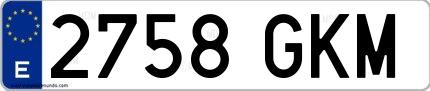 Ejemplo de matrícula española 2758 GKM