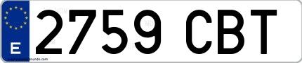 Ejemplo de matrícula española 2759 CBT