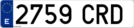 Ejemplo de matrícula de coche ordinaria 2759 CRD