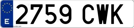 Ejemplo de matrícula española 2759 CWK