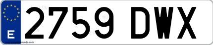 Ejemplo de matrícula española 2759 DWX