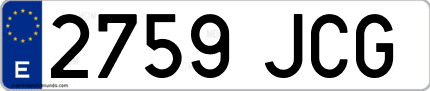 Ejemplo de matrícula de coche ordinaria 2759 JCG