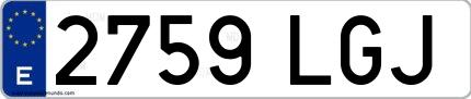 Ejemplo de matrícula española 2759 LGJ