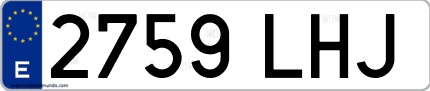 Ejemplo de matrícula de coche ordinaria 2759 LHJ